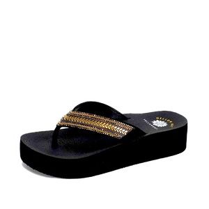 Yellow box flip flops Blancah color black medium width
